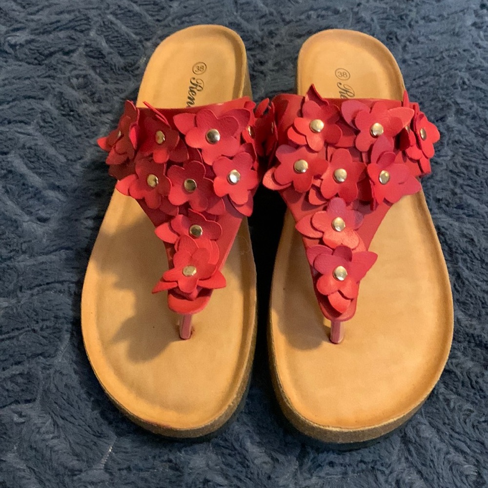 Italian Red wedge Slip Ons